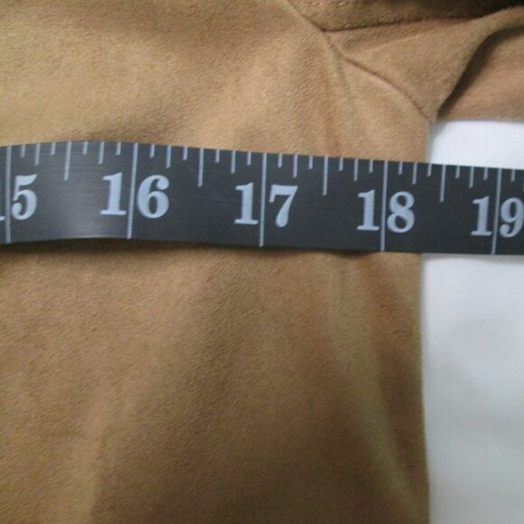 NWT MAX STUDIO Cascading Front Long Faux Suede Brown Jacket-Long Sleeves-Small - Picture 8 of 14